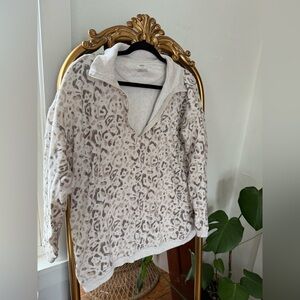 Aerie Leopard Print Quarter-Zip Pullover